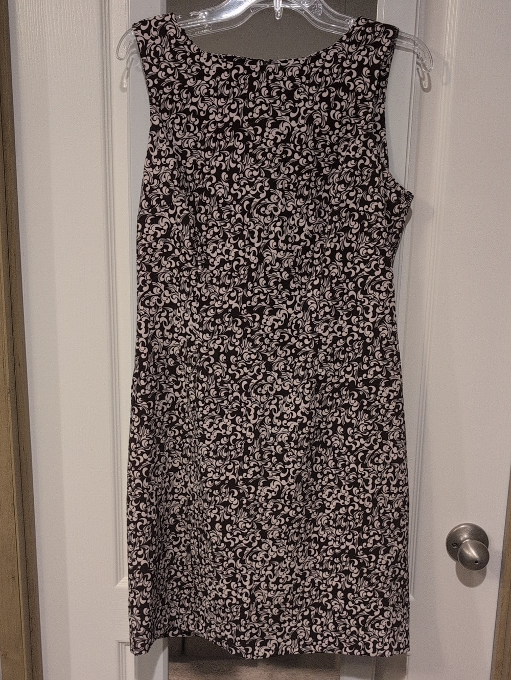 dressbarn Black and Cream Swirl Midi Dress
